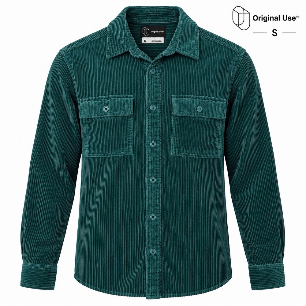 Original Use Men's Size Small Green Wide Wale Corduroy Button Up Shacket Preppy